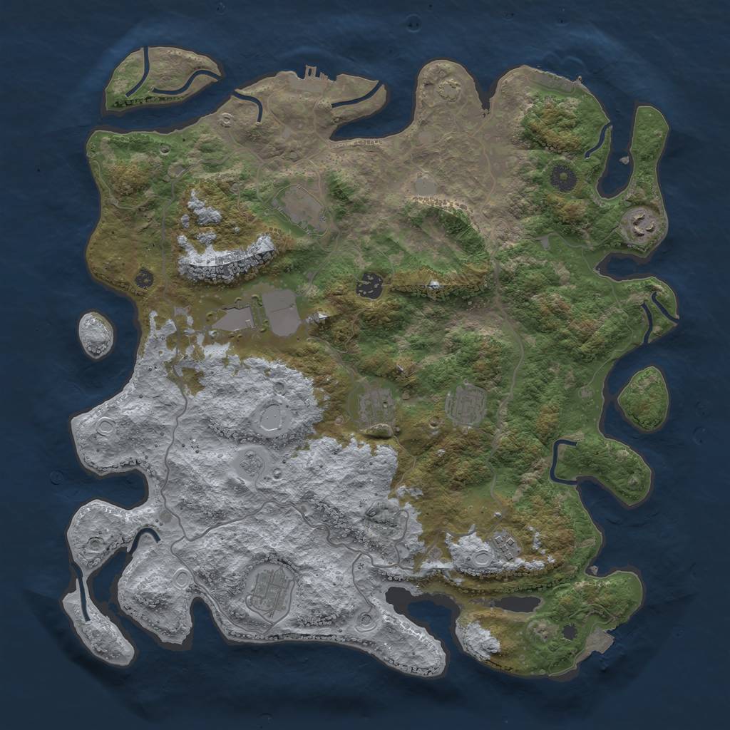 Rust Map: Procedural Map, Size: 4100, Seed: 87052397, 16 Monuments