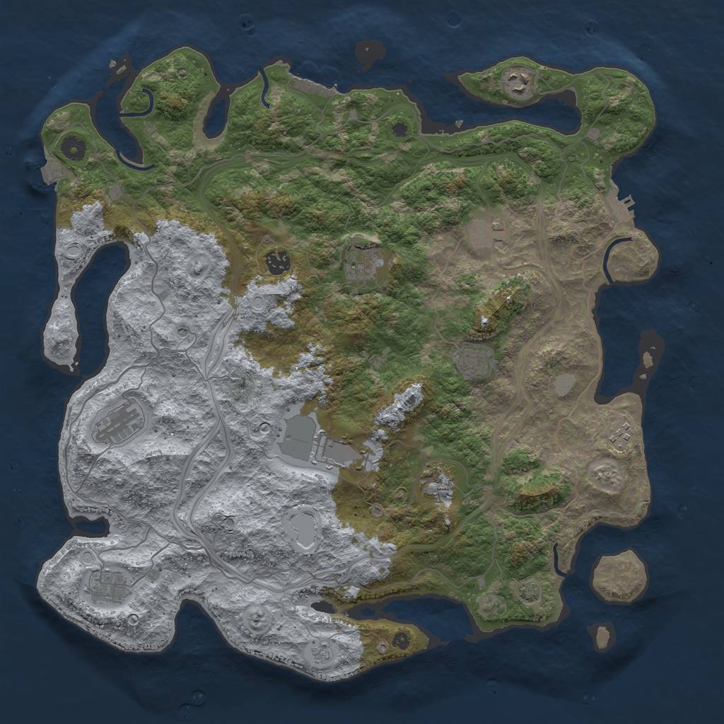 Rust Map: Procedural Map, Size: 4400, Seed: 66985074, 18 Monuments