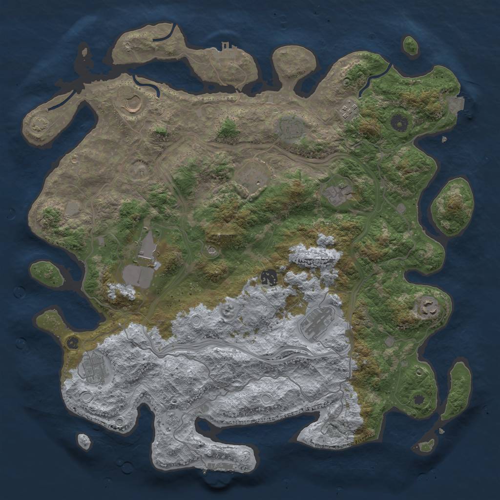 Rust Map: Procedural Map, Size: 4300, Seed: 53289880, 18 Monuments