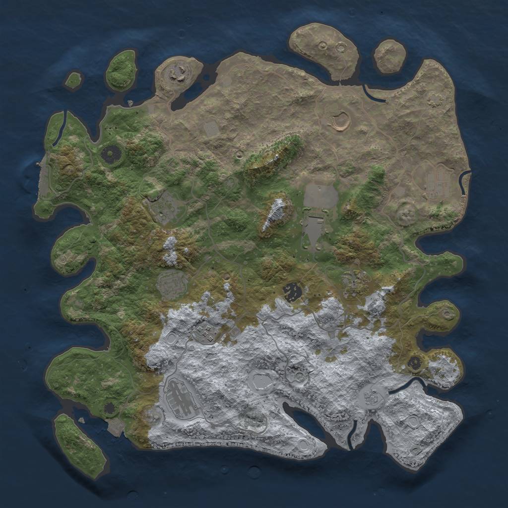 Rust Map: Procedural Map, Size: 4000, Seed: 19780705, 17 Monuments