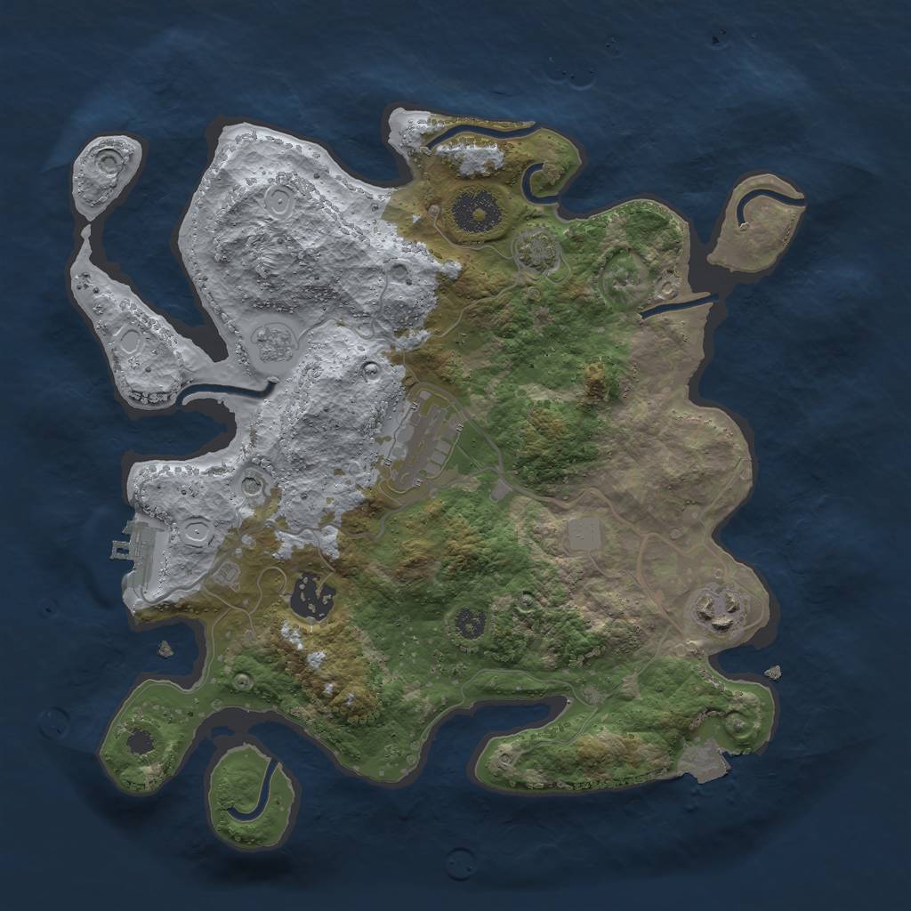Rust Map: Procedural Map, Size: 3000, Seed: 23889, 10 Monuments