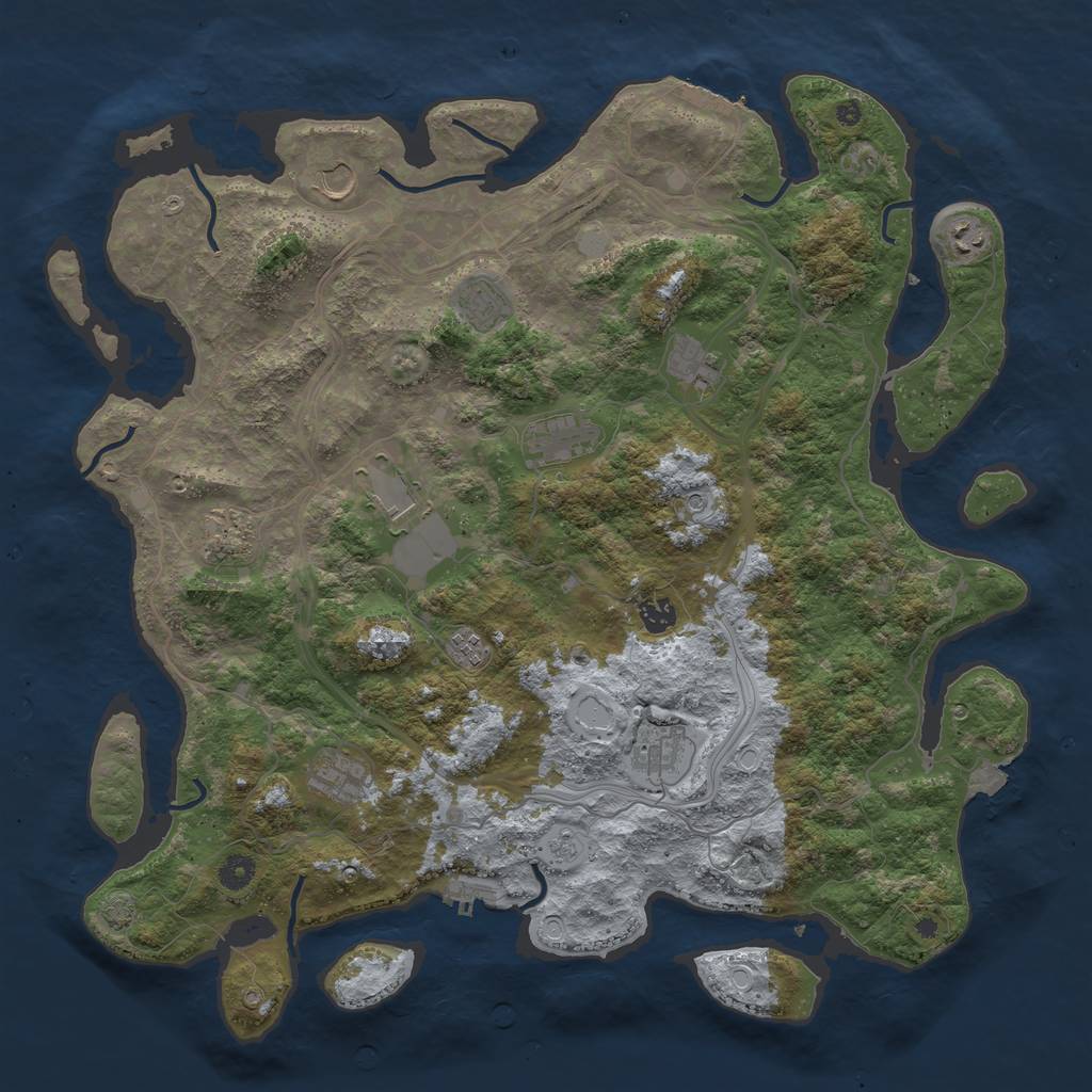 Rust Map: Procedural Map, Size: 4500, Seed: 1210394140, 19 Monuments