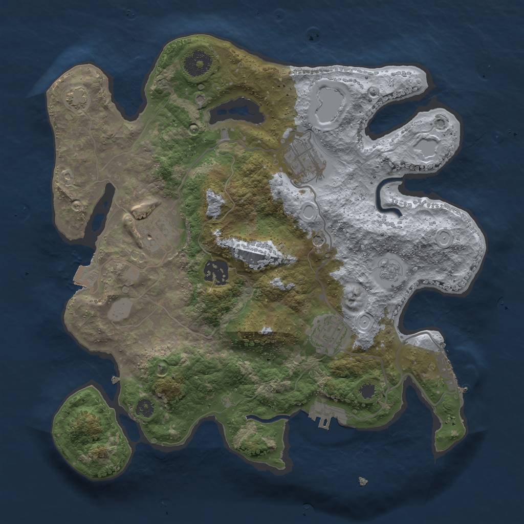 Rust Map: Procedural Map, Size: 3000, Seed: 6978524, 12 Monuments