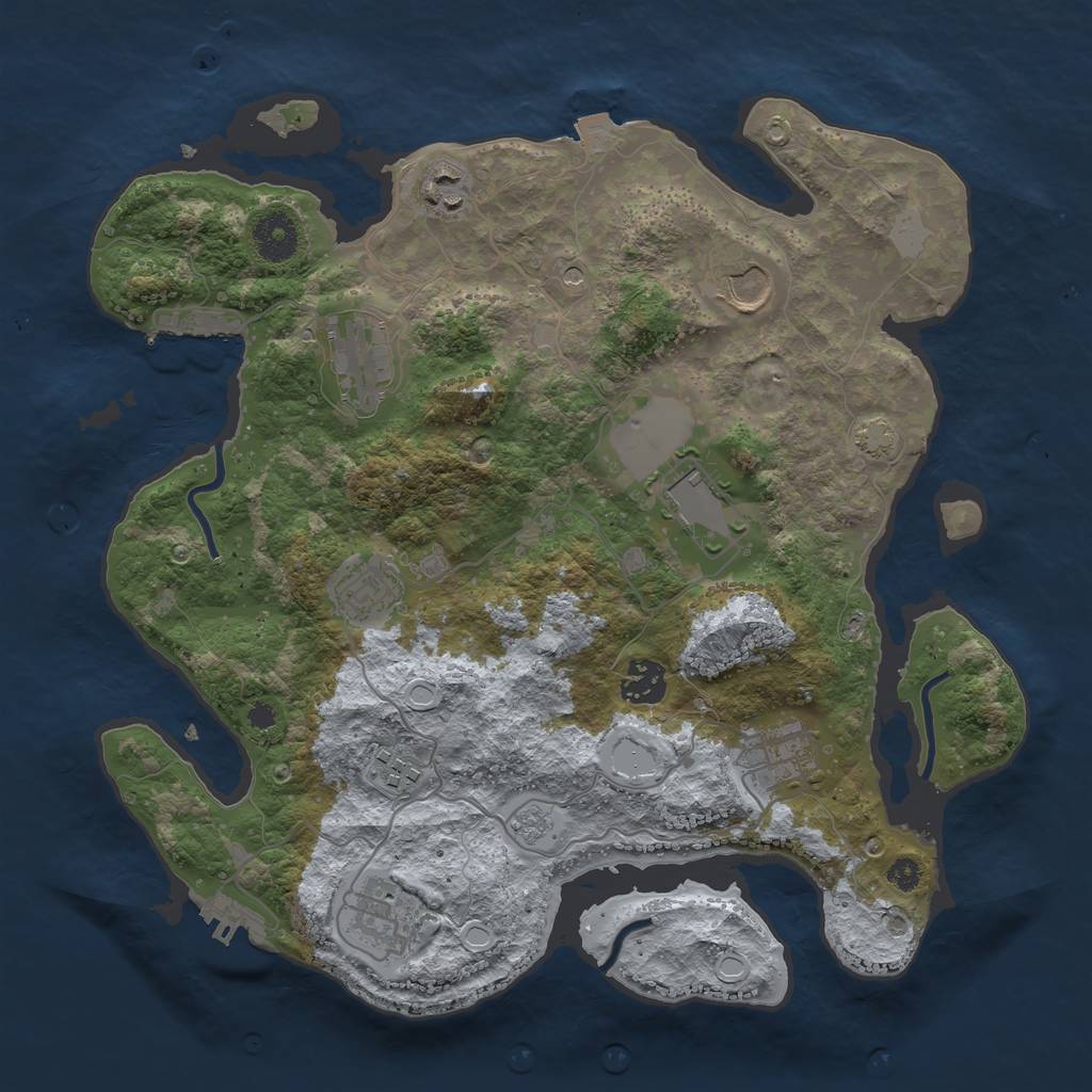 Rust Map: Procedural Map, Size: 3500, Seed: 20464077, 17 Monuments