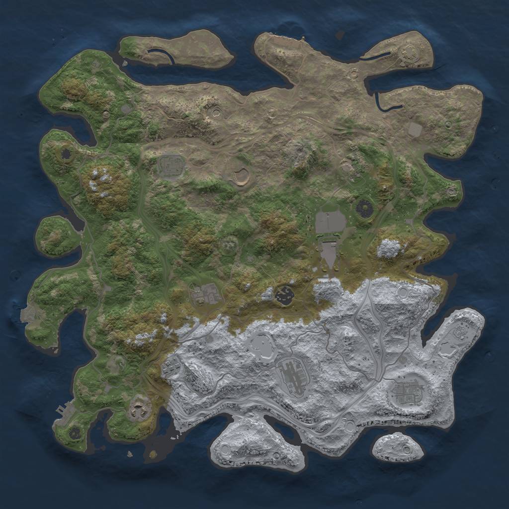 Rust Map: Procedural Map, Size: 4350, Seed: 1110754251, 18 Monuments