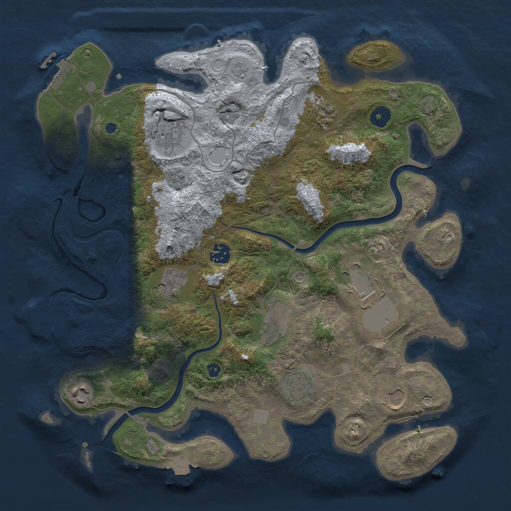 Rust Map: Procedural Map, Size: 3750, Seed: 69232133, 16 Monuments