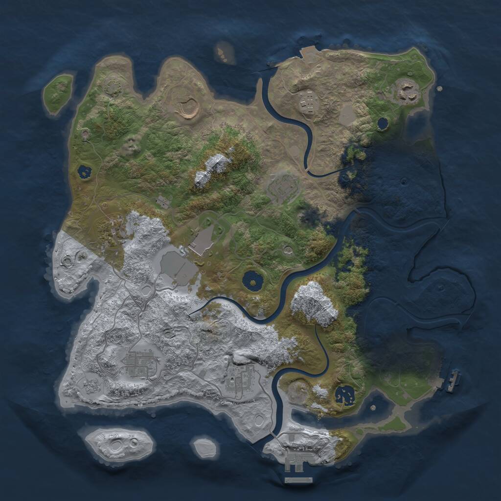 Rust Map: Procedural Map, Size: 3650, Seed: 7885662, 15 Monuments