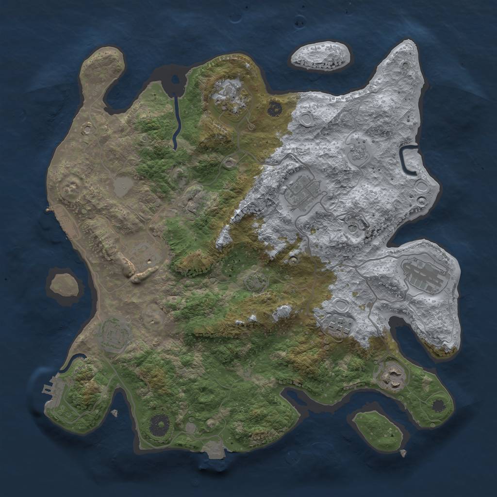 Rust Map: Procedural Map, Size: 3450, Seed: 76655615, 15 Monuments