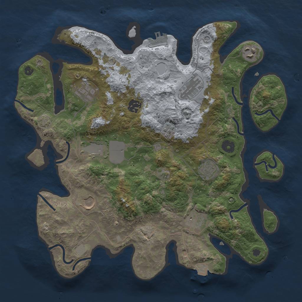 Rust Map: Procedural Map, Size: 3500, Seed: 2140394152, 16 Monuments