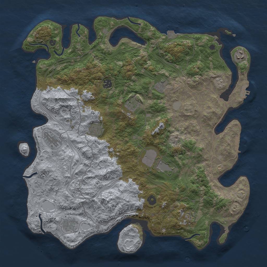 Rust Map: Procedural Map, Size: 4250, Seed: 1164202807, 18 Monuments
