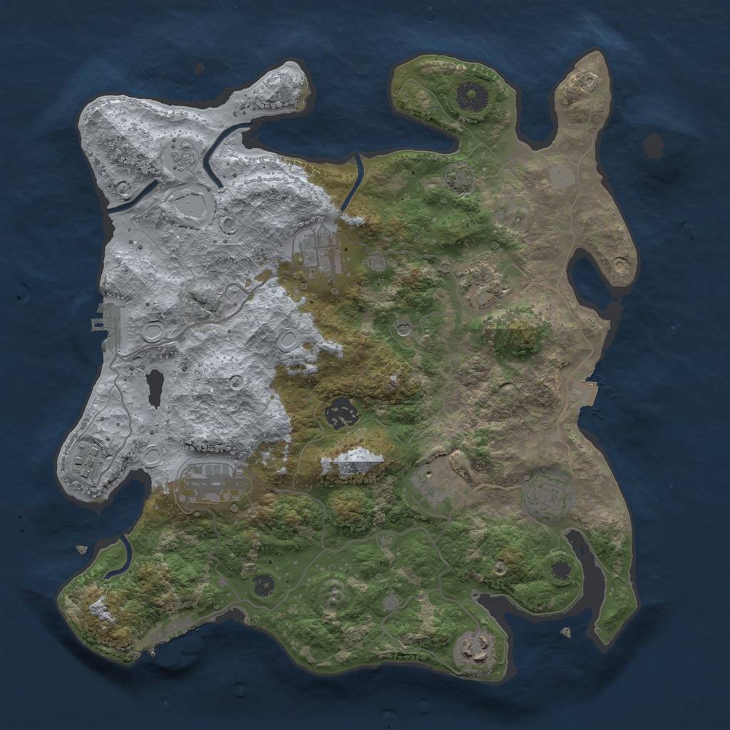 Rust Map: Procedural Map, Size: 3450, Seed: 9147100, 16 Monuments