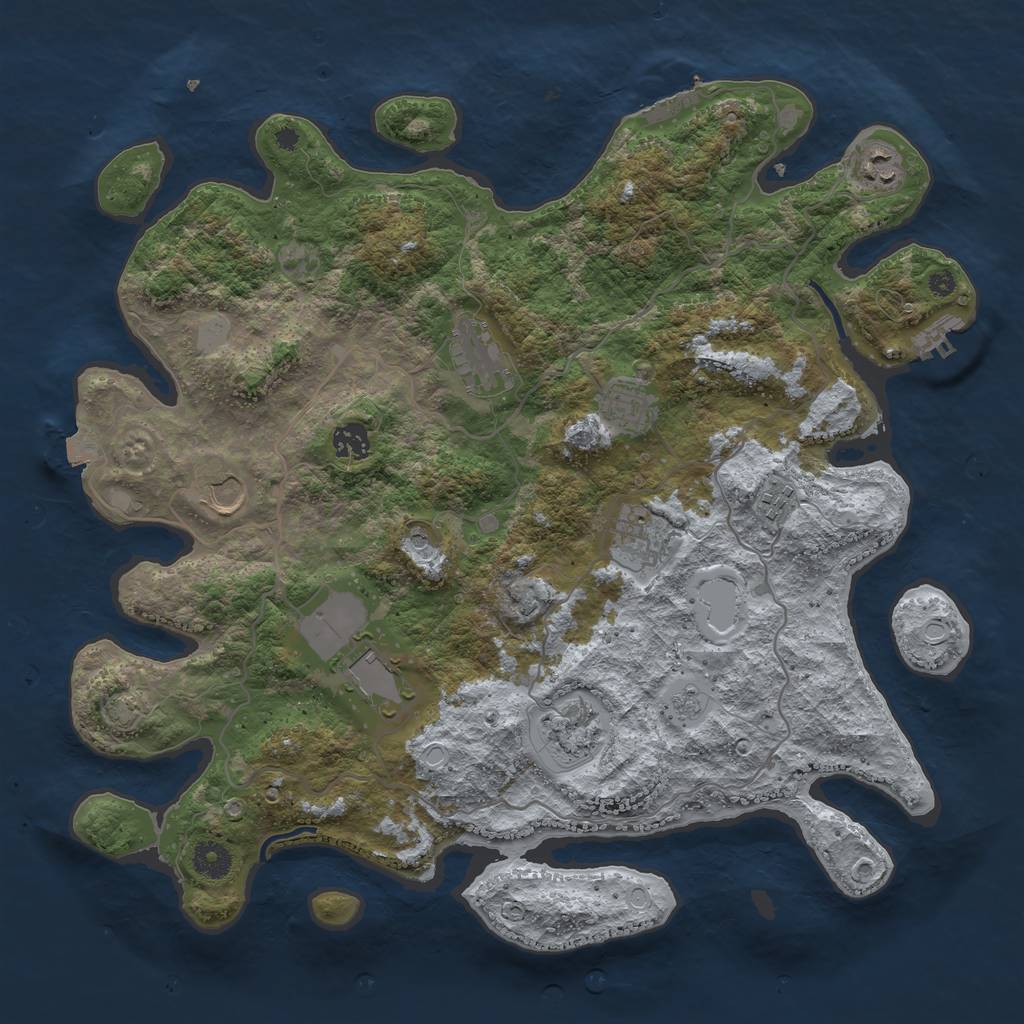 Rust Map: Procedural Map, Size: 4000, Seed: 80685547, 17 Monuments