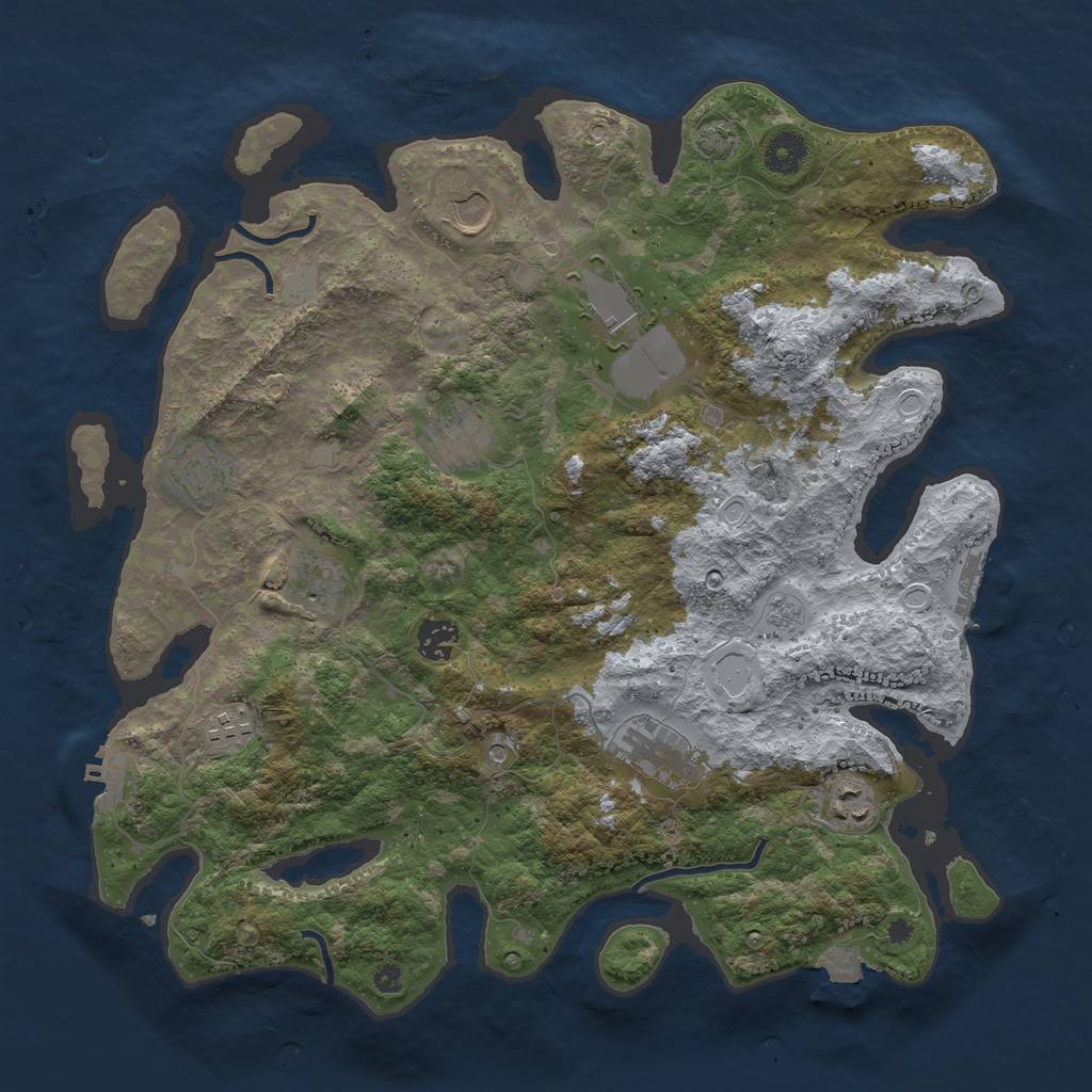 Rust Map: Procedural Map, Size: 3850, Seed: 8464665, 17 Monuments