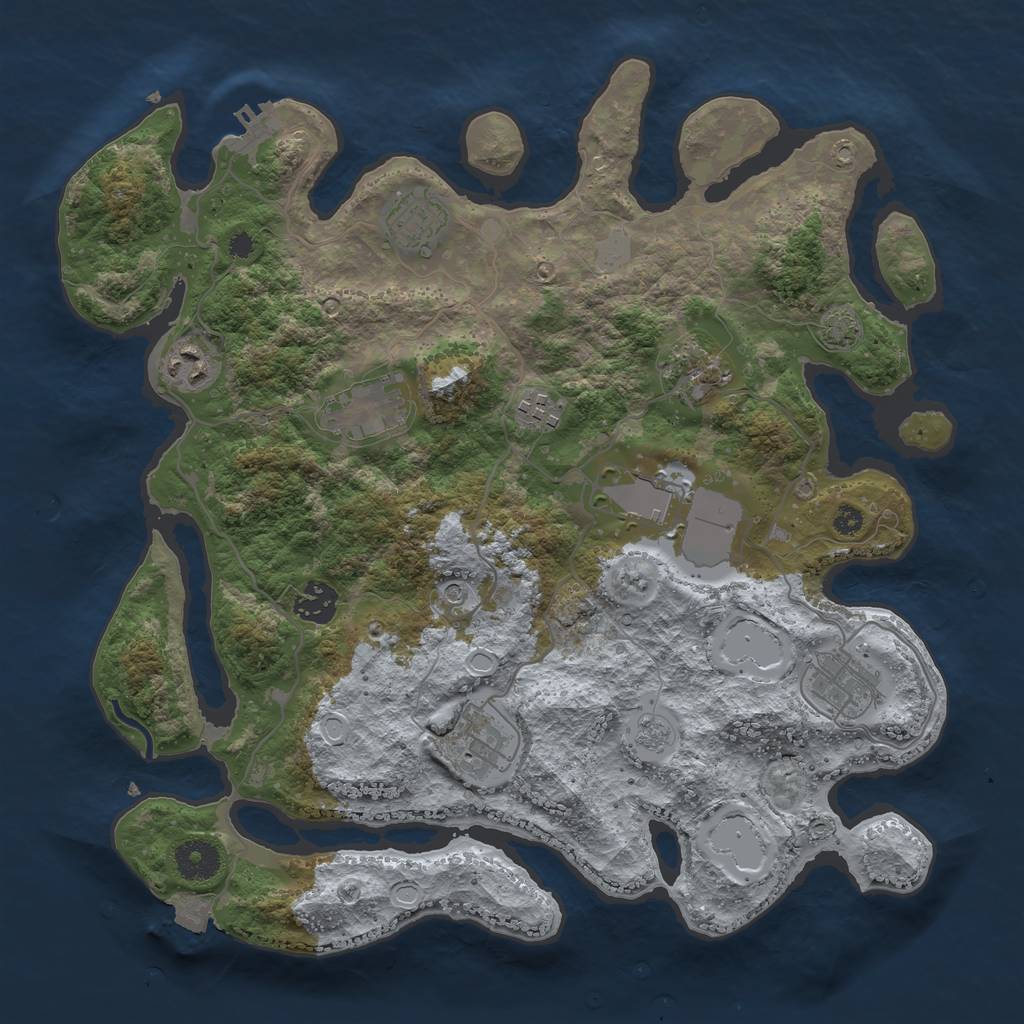 Rust Map: Procedural Map, Size: 3600, Seed: 50839758, 16 Monuments