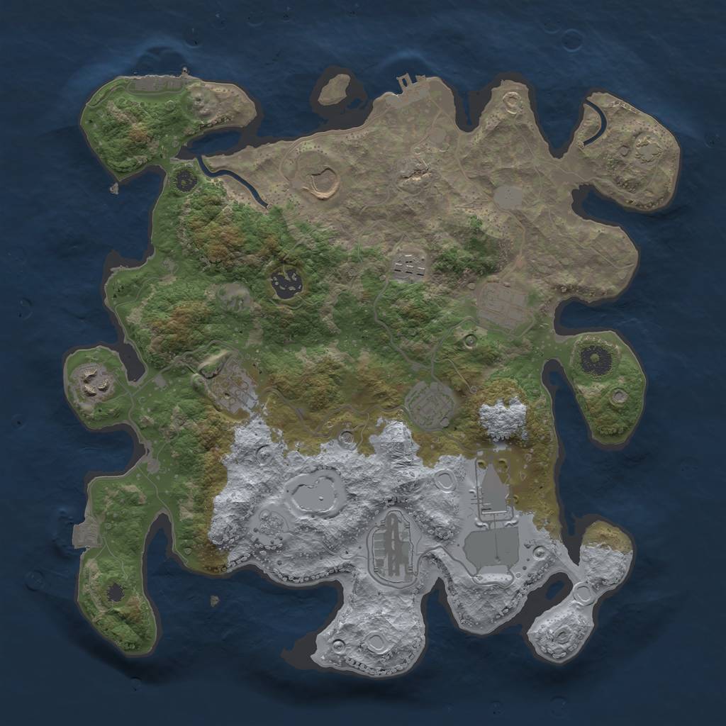 Rust Map: Procedural Map, Size: 3500, Seed: 79791915, 17 Monuments