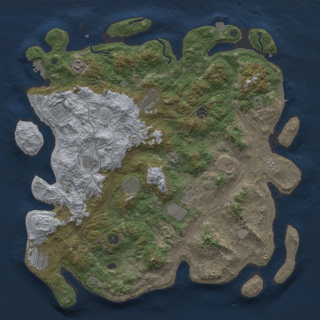 Rust Map: Procedural Map, Size: 4500, Seed: 3240, 18 Monuments