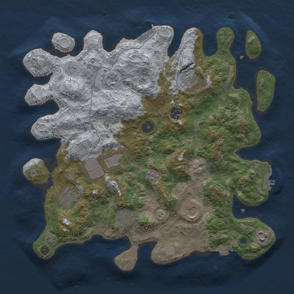 Rust Map: Procedural Map, Size: 3700, Seed: 64930794, 17 Monuments