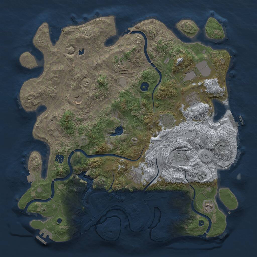Rust Map: Procedural Map, Size: 4300, Seed: 69964161, 16 Monuments
