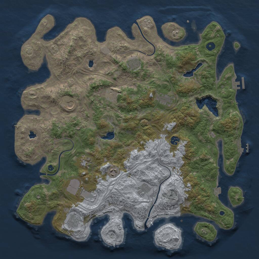 Rust Map: Procedural Map, Size: 4500, Seed: 2405, 16 Monuments
