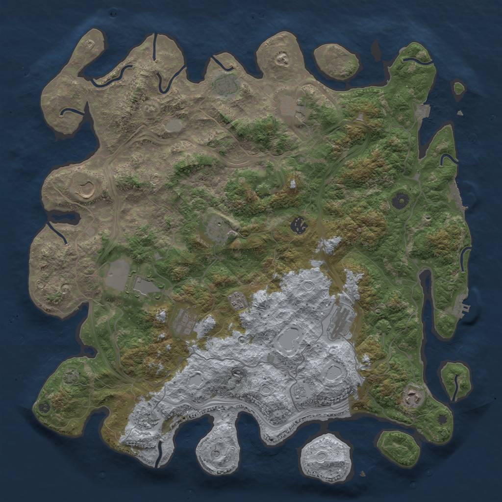 Rust Map: Procedural Map, Size: 4500, Seed: 2405, 19 Monuments