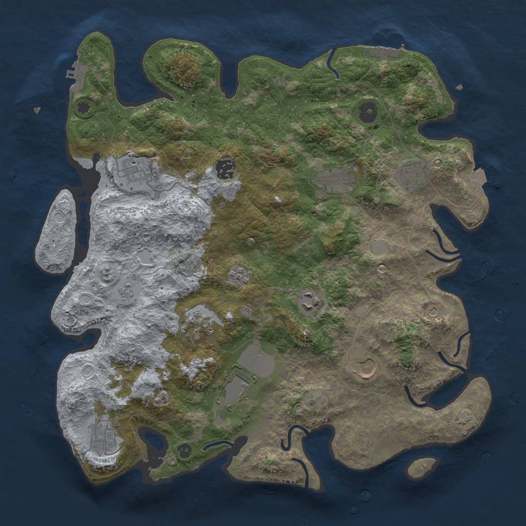 Rust Map: Procedural Map, Size: 3900, Seed: 72389937, 18 Monuments