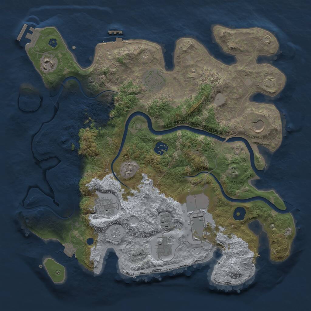 Rust Map: Procedural Map, Size: 3550, Seed: 24882551, 14 Monuments