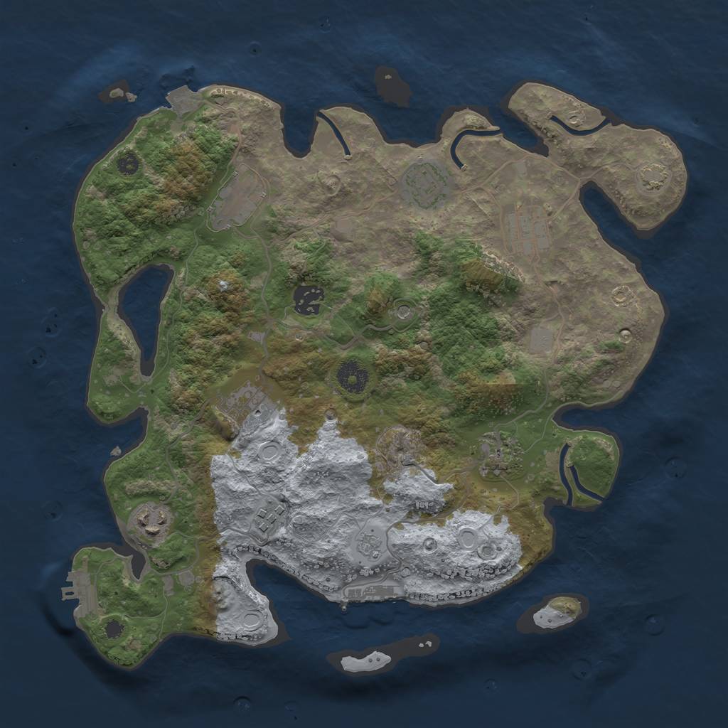 Rust Map: Procedural Map, Size: 3450, Seed: 75274578, 16 Monuments