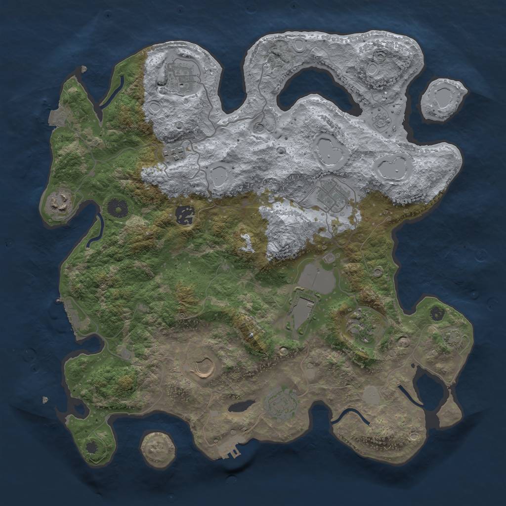 Rust Map: Procedural Map, Size: 3750, Seed: 1518184207, 17 Monuments