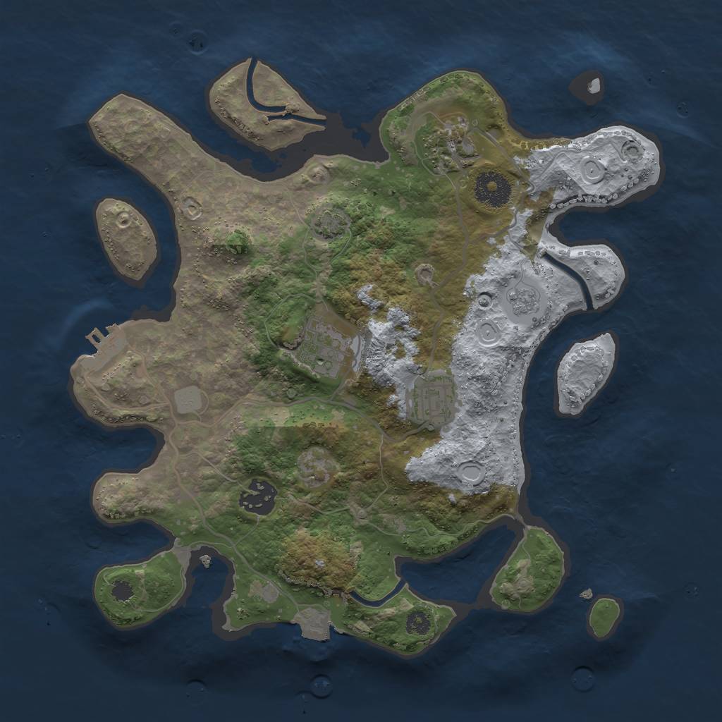 Rust Map: Procedural Map, Size: 3000, Seed: 5843916, 10 Monuments