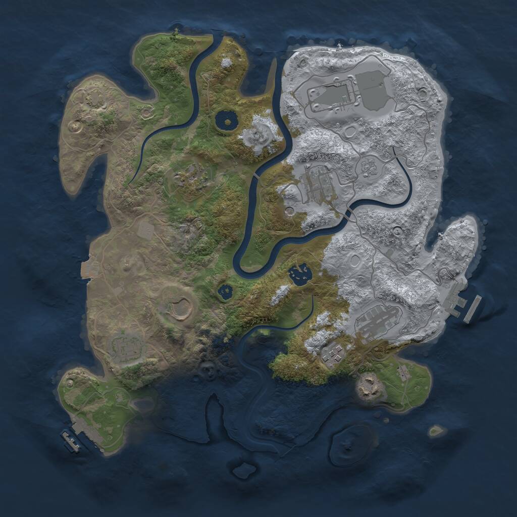 Rust Map: Procedural Map, Size: 3500, Seed: 95875256, 15 Monuments