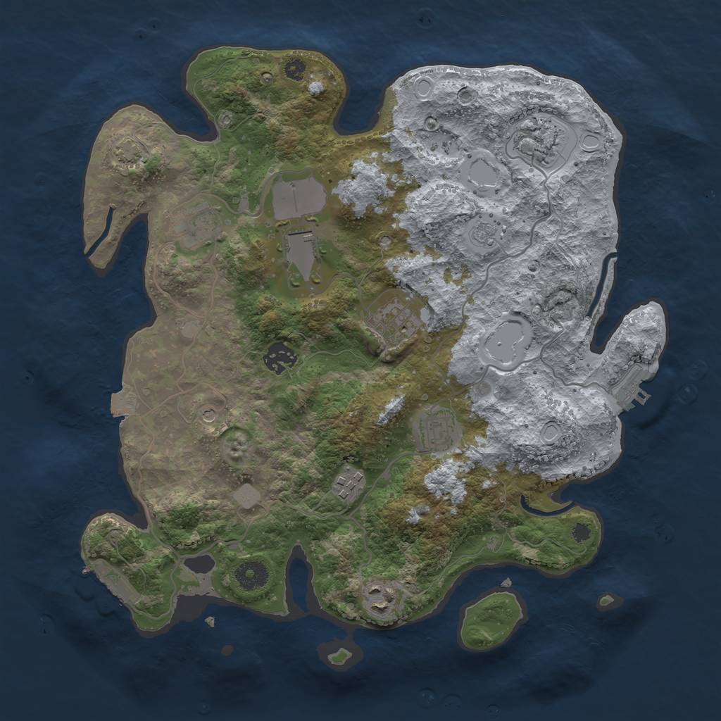 Rust Map: Procedural Map, Size: 3500, Seed: 95875256, 16 Monuments