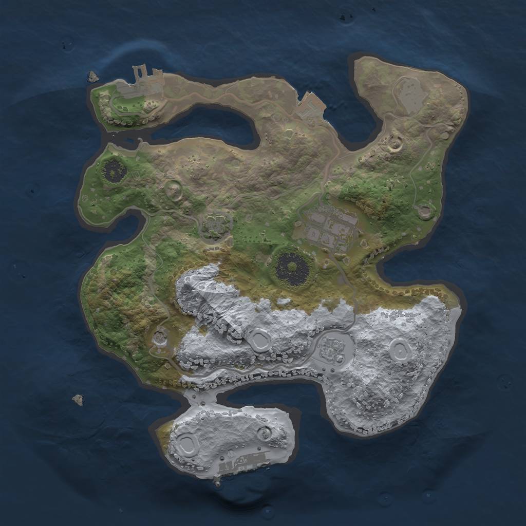 Rust Map: Procedural Map, Size: 2400, Seed: 652465770, 9 Monuments