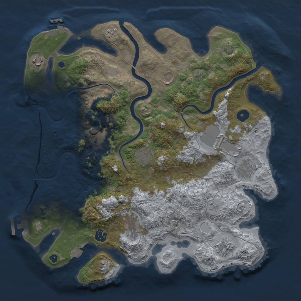 Rust Map: Procedural Map, Size: 3800, Seed: 810697497, 16 Monuments