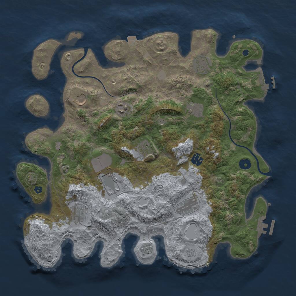 Rust Map: Procedural Map, Size: 3850, Seed: 20479913, 16 Monuments