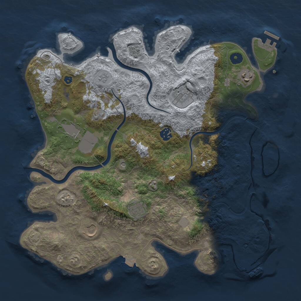 Rust Map: Procedural Map, Size: 3750, Seed: 1094256, 13 Monuments