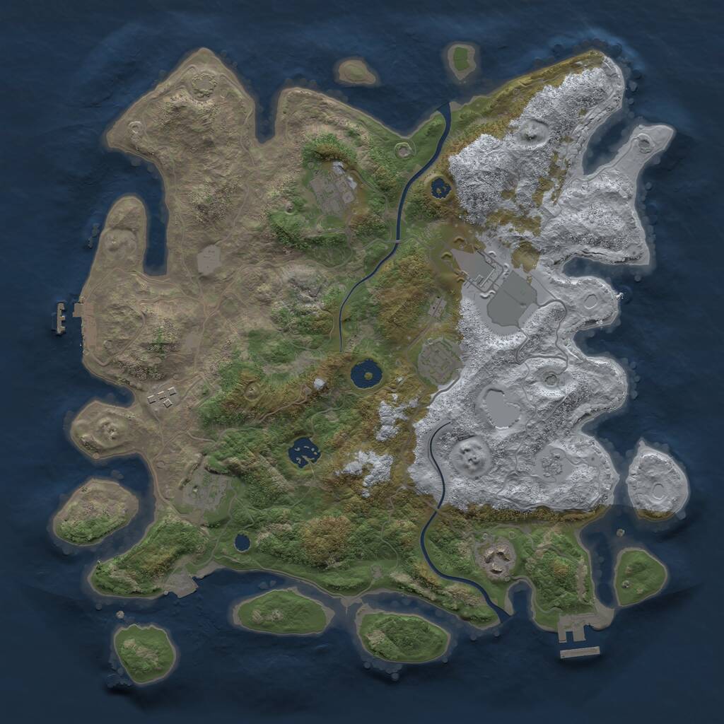 Rust Map: Procedural Map, Size: 3700, Seed: 78539858, 13 Monuments