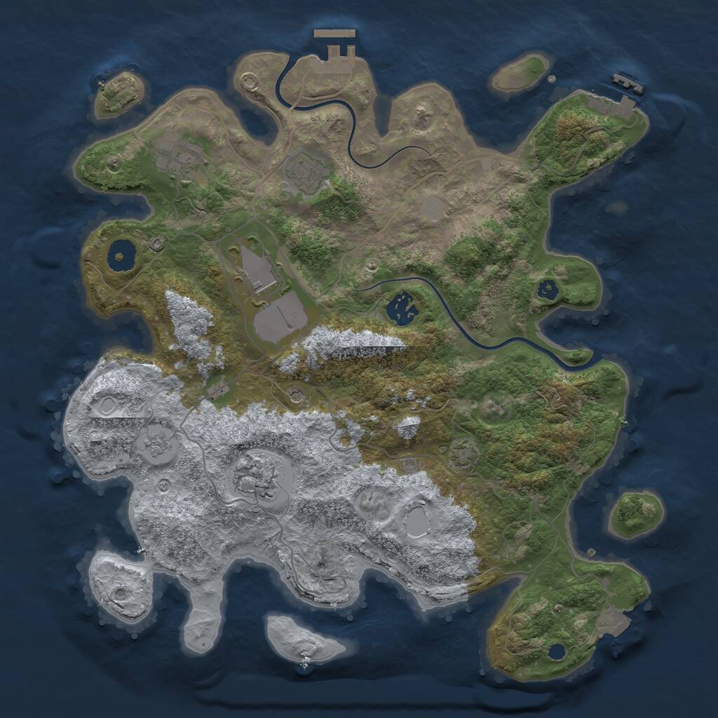 Rust Map: Procedural Map, Size: 3500, Seed: 1212151321, 11 Monuments