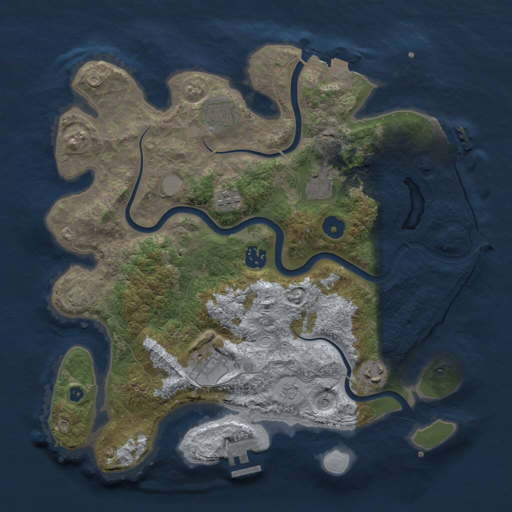 Rust Map: Procedural Map, Size: 3450, Seed: 2769678, 12 Monuments