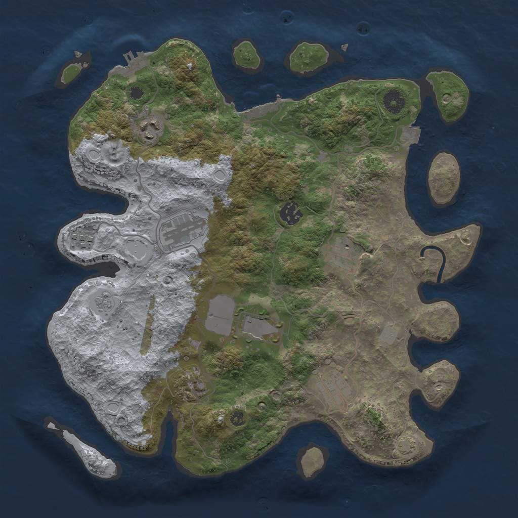 Rust Map: Procedural Map, Size: 3500, Seed: 2048709209, 15 Monuments