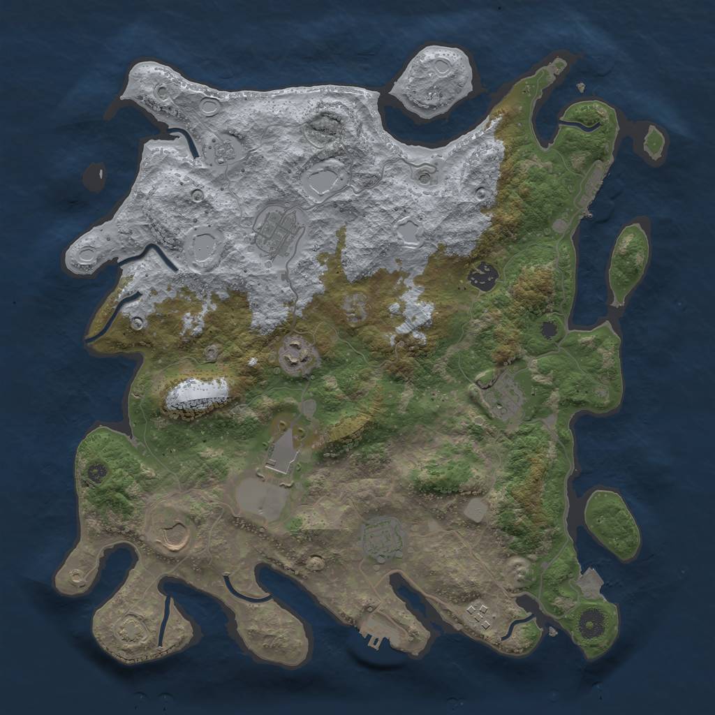 Rust Map: Procedural Map, Size: 3800, Seed: 81694336, 16 Monuments