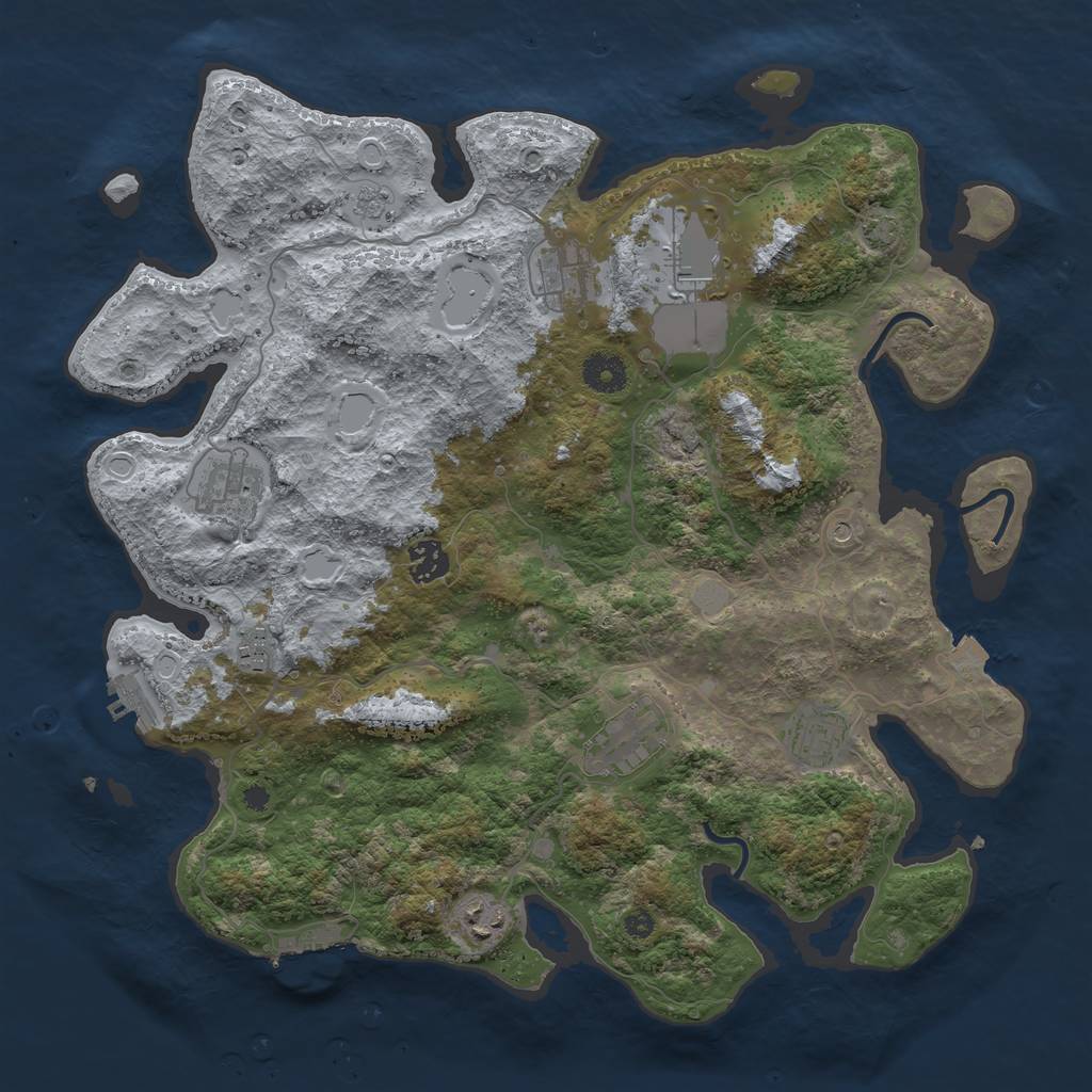 Rust Map: Procedural Map, Size: 3800, Seed: 52308299, 16 Monuments