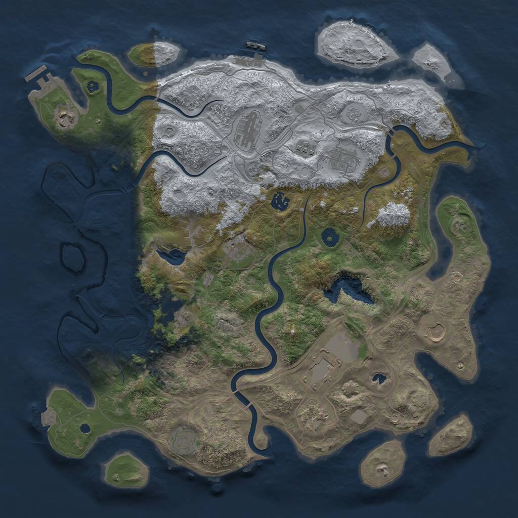 Rust Map: Procedural Map, Size: 4300, Seed: 65115465, 17 Monuments
