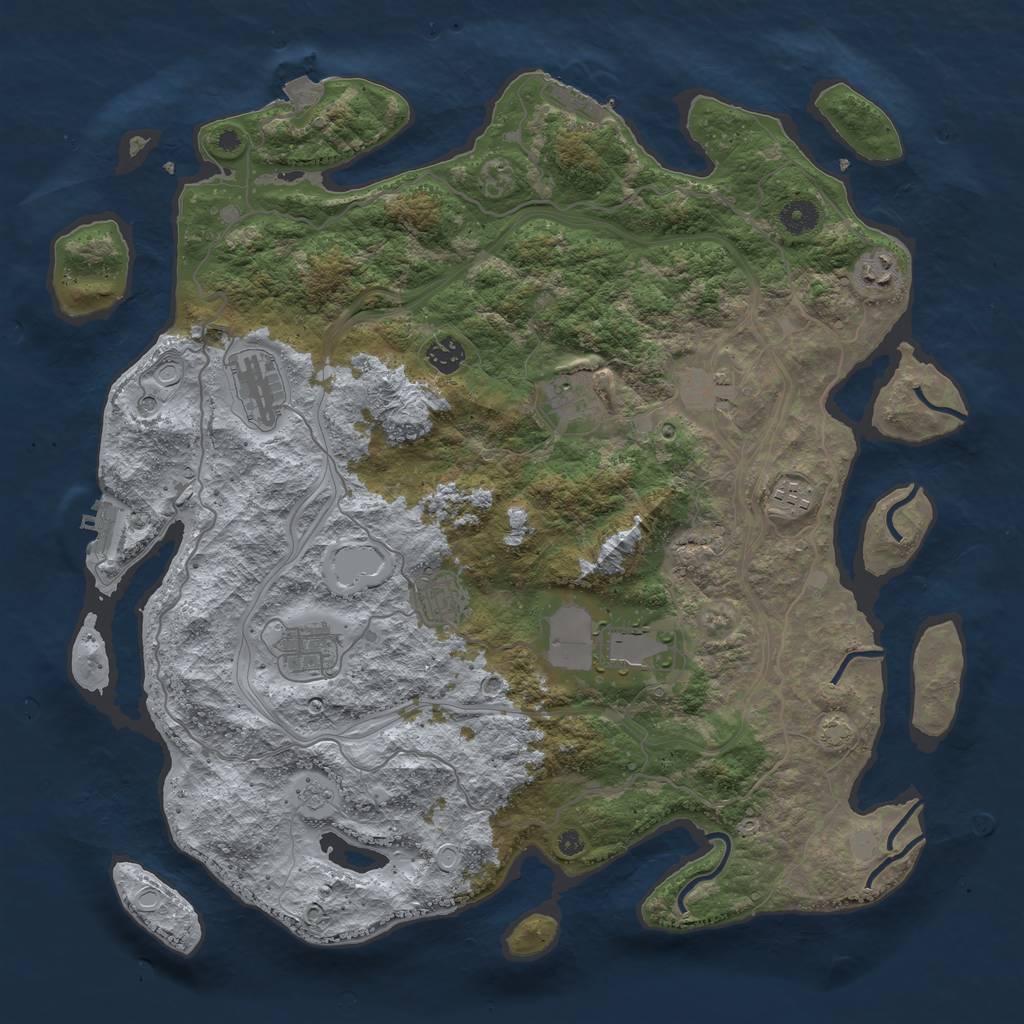 Rust Map: Procedural Map, Size: 4250, Seed: 38249082, 17 Monuments