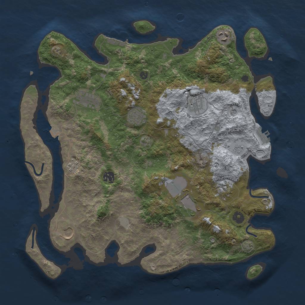 Rust Map: Procedural Map, Size: 3850, Seed: 26894874, 17 Monuments