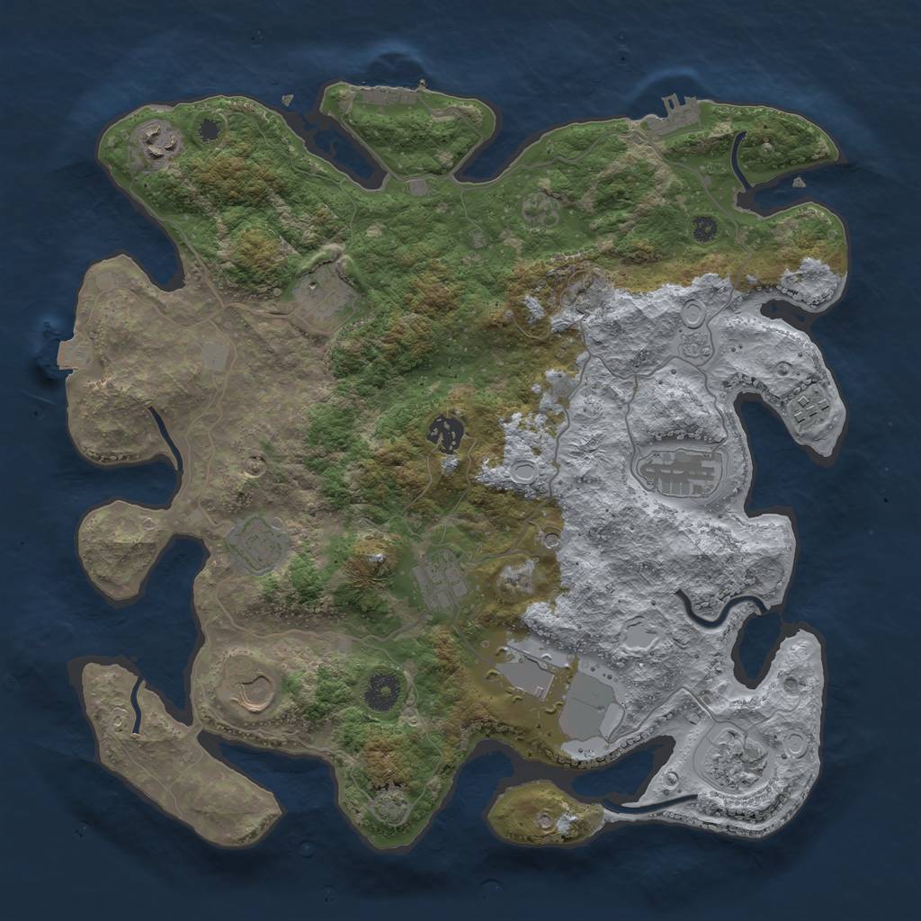 Rust Map: Procedural Map, Size: 3750, Seed: 97138714, 18 Monuments