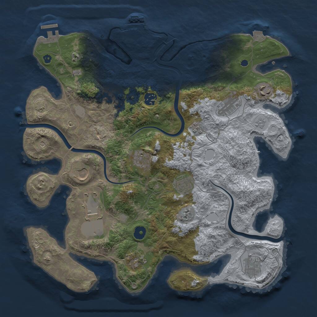 Rust Map: Procedural Map, Size: 3750, Seed: 97138714, 17 Monuments