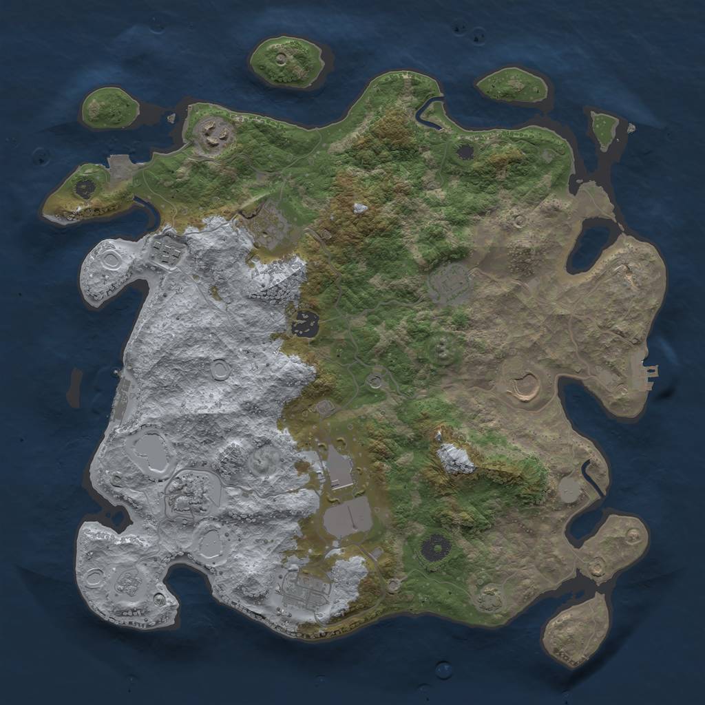 Rust Map: Procedural Map, Size: 3750, Seed: 21213473, 17 Monuments
