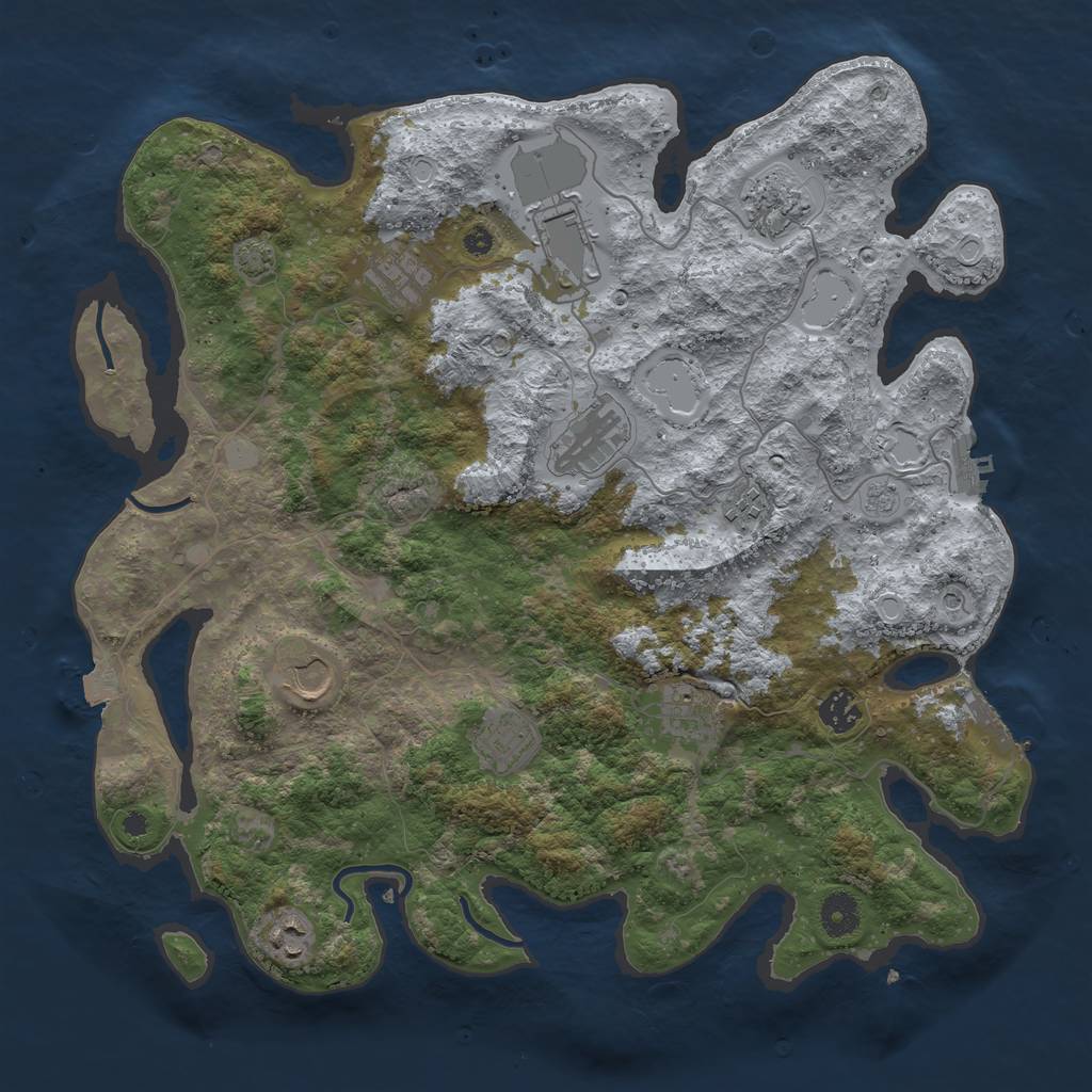 Rust Map: Procedural Map, Size: 3950, Seed: 75260162, 18 Monuments