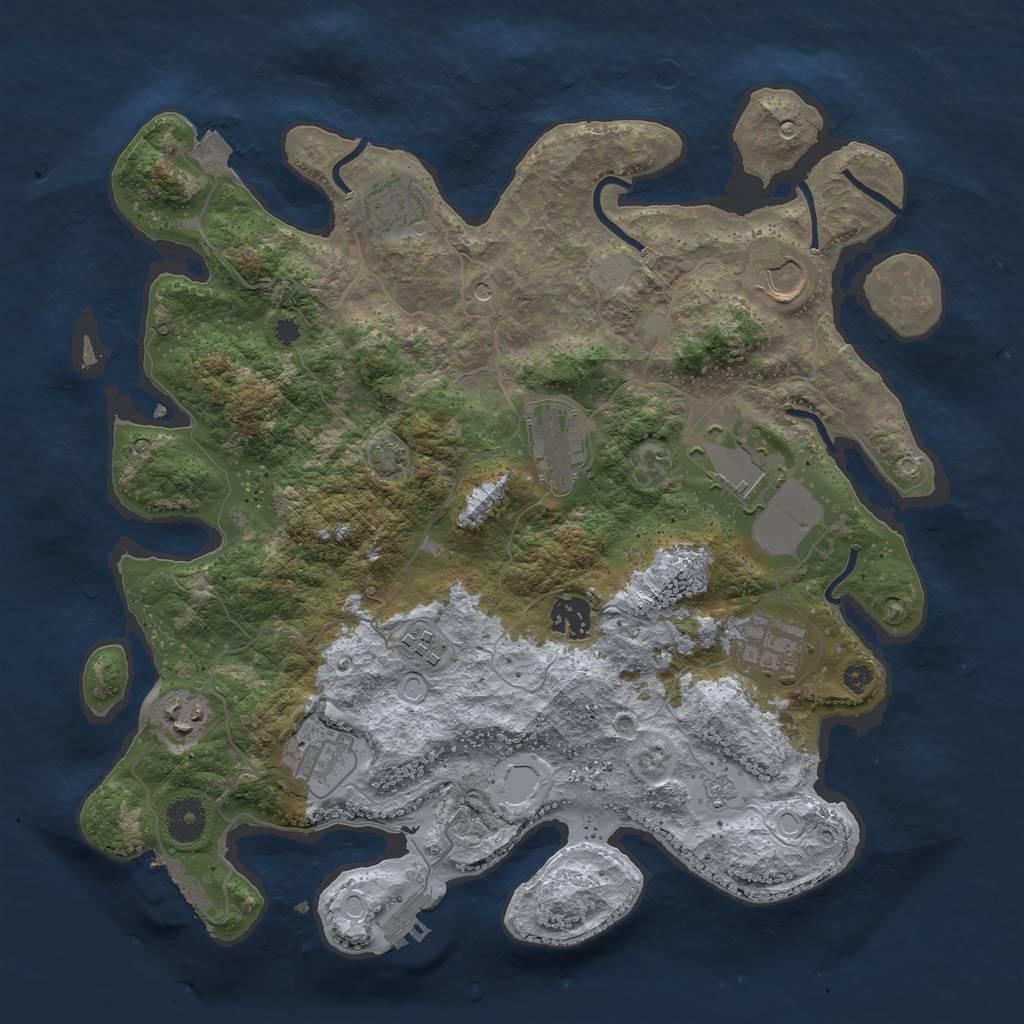 Rust Map: Procedural Map, Size: 3650, Seed: 51116646, 17 Monuments