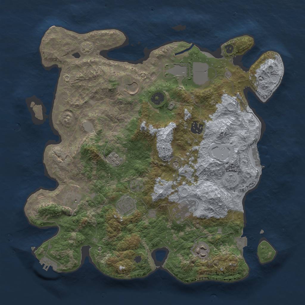 Rust Map: Procedural Map, Size: 3600, Seed: 40024148, 16 Monuments